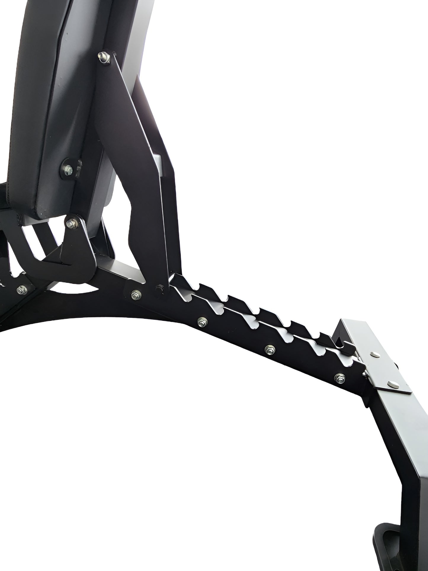 Système d'ajustement rapide par crans (ladder style) permettant de modifier l'angle du dossier du banc de musculation Deluxe HD.