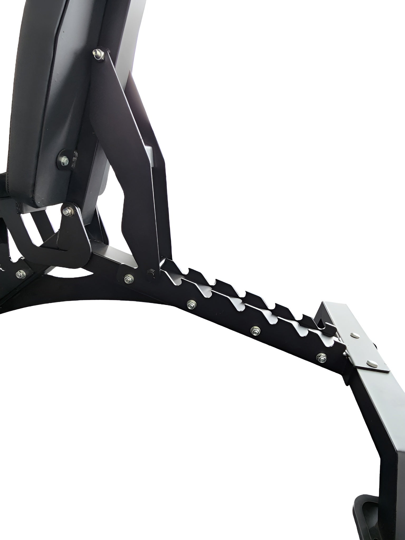 Système d'ajustement rapide par crans (ladder style) permettant de modifier l'angle du dossier du banc de musculation Deluxe HD.