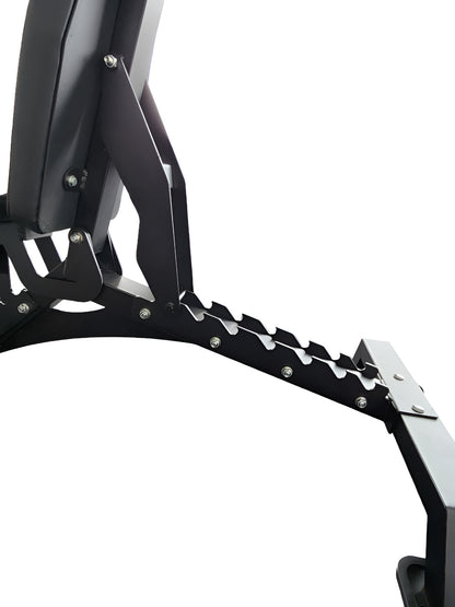 Système d'ajustement rapide par crans (ladder style) permettant de modifier l'angle du dossier du banc de musculation Deluxe HD.