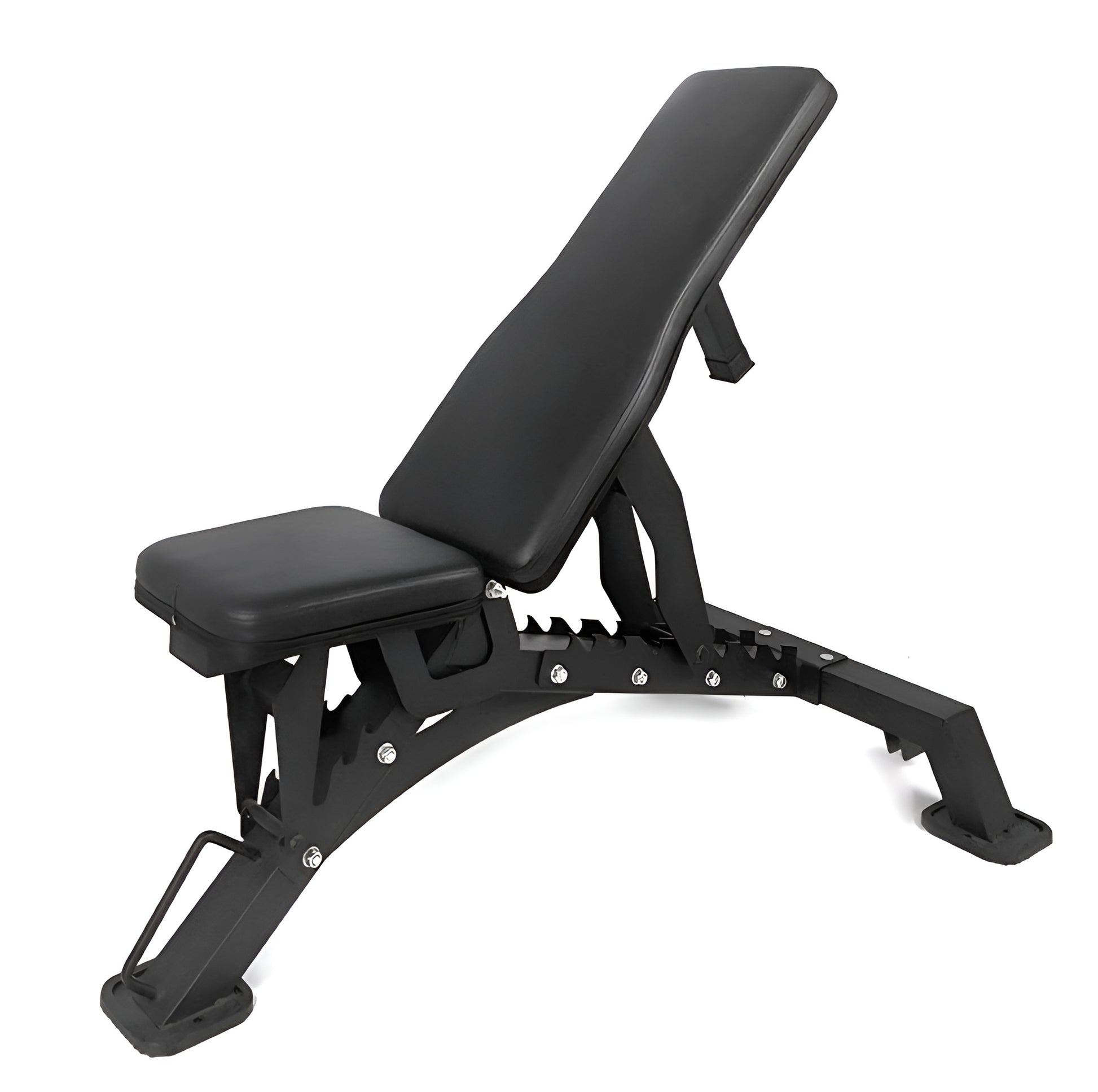 Banc Deluxe HD incliné, montrant la polyvalence des angles pour les exercices de musculation comme le développé incliné.