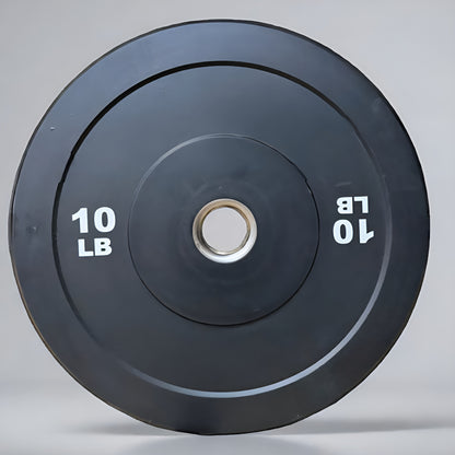 Bumper plates de 10 lbs minces et flexibles en caoutchouc dense, idéales pour l’initiation aux levées olympiques.