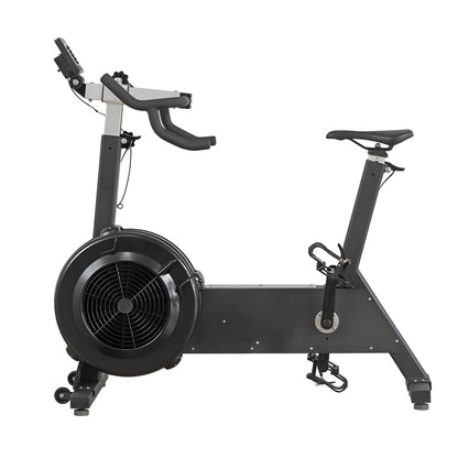 Vue latérale complète du Bike Erg HALT3R Fitness sur fond blanc, soulignant sa conception ergonomique.
