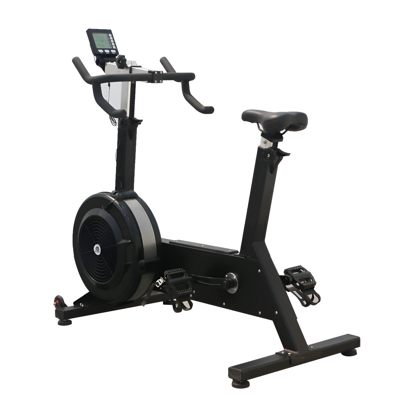 Vue en perspective arrière du Bike Erg HALT3R Fitness, montrant le cadre robuste et la disposition des pédales.