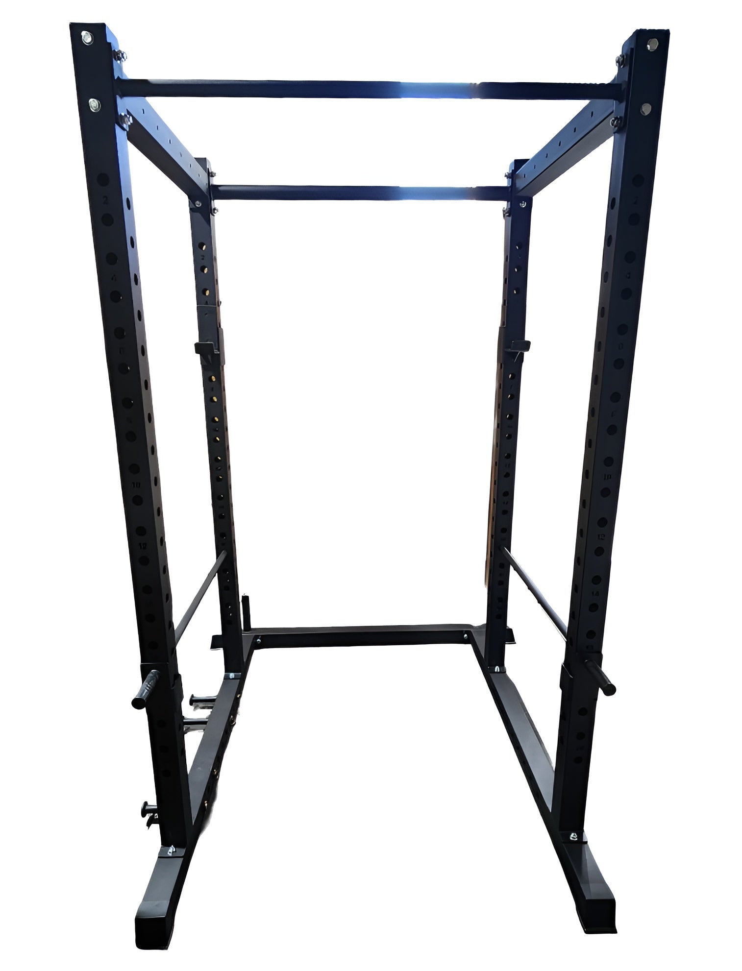 Cage d’entraînement commerciale 3x3 robuste en acier noir, vue complète.