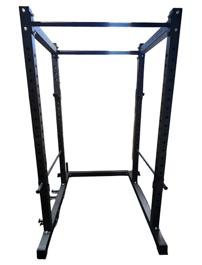 Cage d’entraînement commerciale 3x3 robuste en acier noir, vue complète.