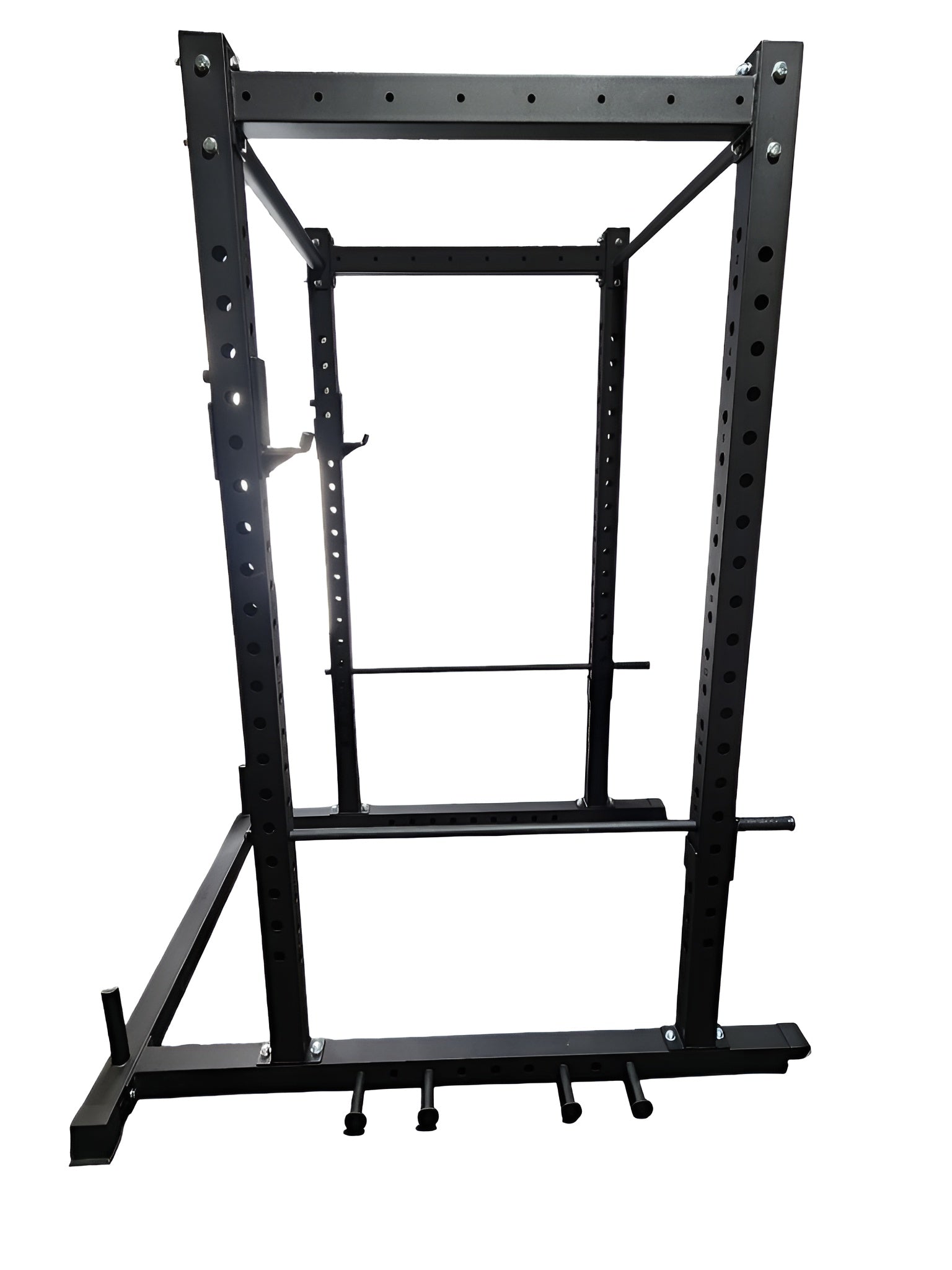 Cage d’entraînement commerciale 3x3 robuste en acier noir, vue de côté.