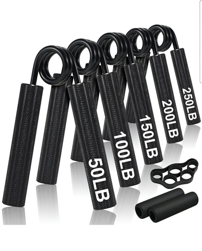 Ensemble comprenant 5 niveaux de force différents pour travailler la préhension. 50, 100, 150, 200, 250lbs. 