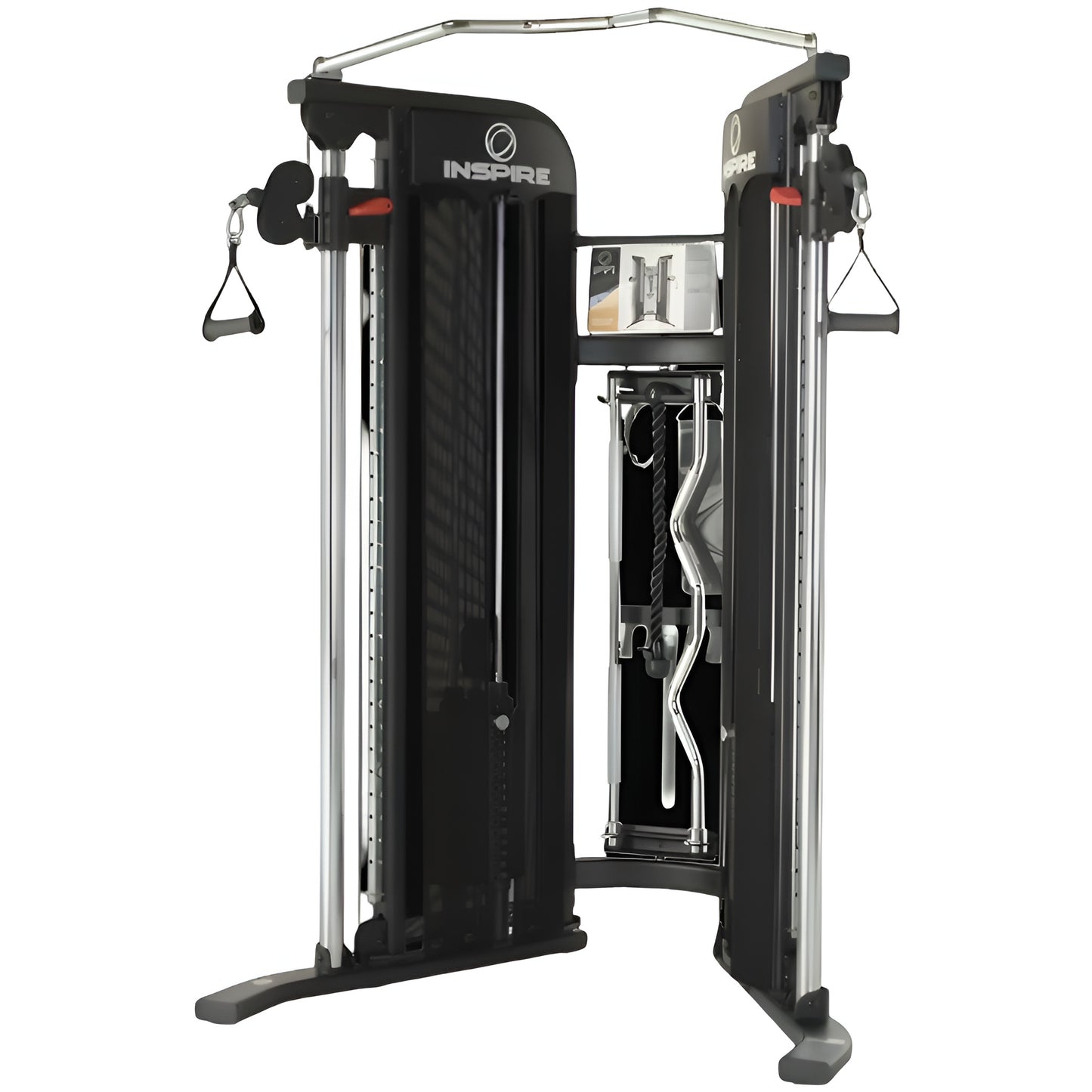 Vue de trois-quarts de l'Inspire FT1 montrant le système de câbles fluides et la structure compacte en acier noir.