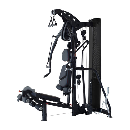 Vue de profil du multi-gym Inspire M3 mettant en valeur sa structure compacte et son cadre robuste en acier.