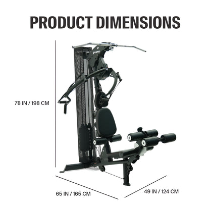 Schéma technique montrant les dimensions au sol de l'Inspire M2 : 49 pouces de largeur par 65 pouces de profondeur.