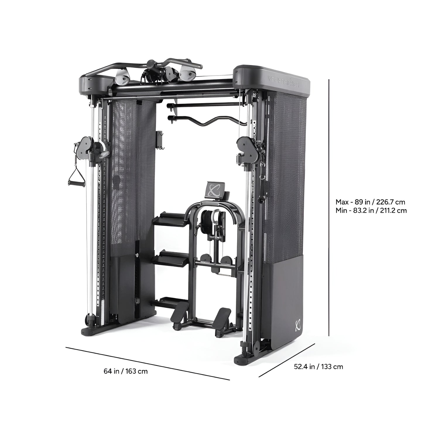 Schéma technique illustrant les dimensions de l'Inspire FT2 Pro : hauteur ajustable de 80 à 88 pouces, largeur de 61 pouces et profondeur de 58 pouces.