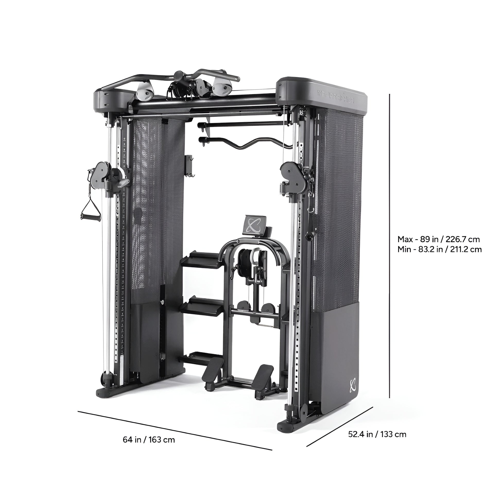 Schéma technique illustrant les dimensions de l'Inspire FT2 Pro : hauteur ajustable de 80 à 88 pouces, largeur de 61 pouces et profondeur de 58 pouces.