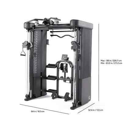 Schéma technique illustrant les dimensions de l'Inspire FT2 Pro : hauteur ajustable de 80 à 88 pouces, largeur de 61 pouces et profondeur de 58 pouces.