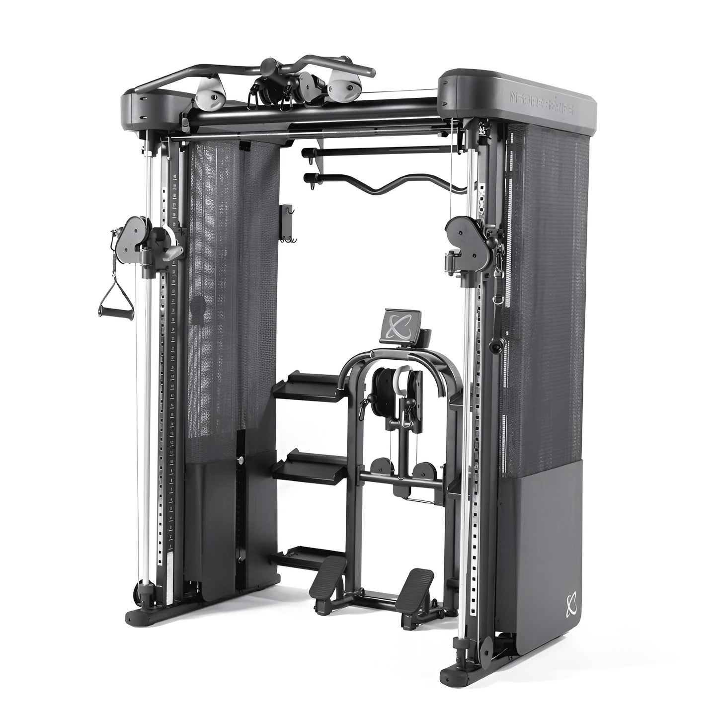Appareil de musculation multifonction Inspire FT2 Pro avec barres Smith intégrées et double colonne de poids sur fond blanc.