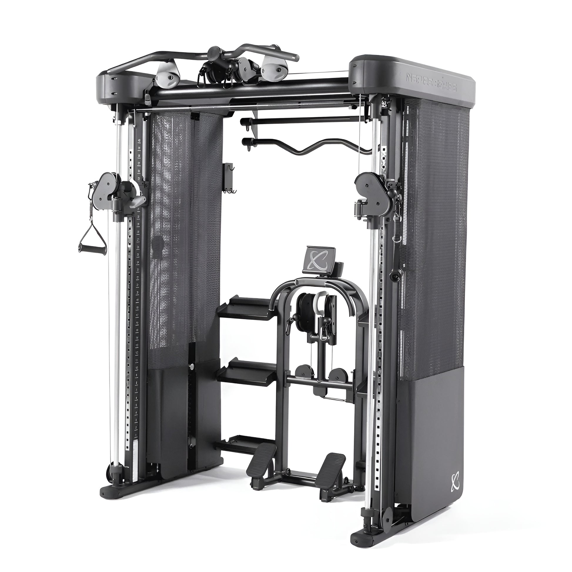 Appareil de musculation multifonction Inspire FT2 Pro avec barres Smith intégrées et double colonne de poids sur fond blanc.