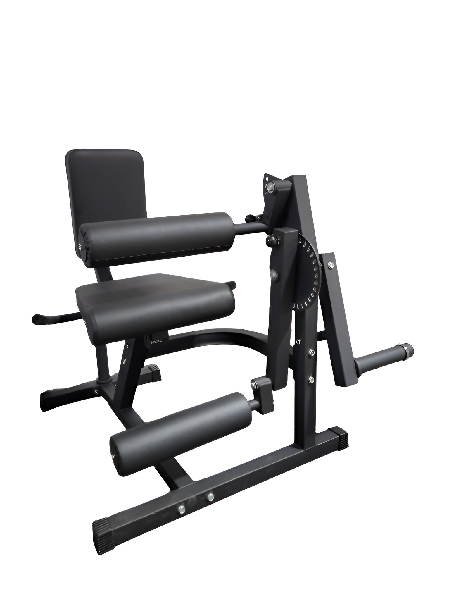 Prise de vue de l'appareil en entier démontrant la possibilité de faire le leg extension pour les muscles quadriceps.