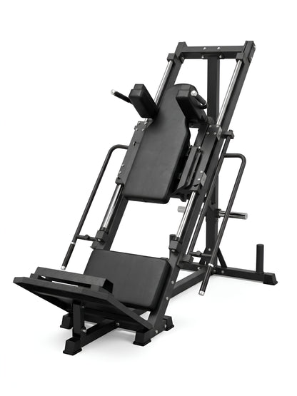 Machine combinée Leg Press et Hack Squat HALT3R Fitness, conçue pour un entraînement complet des jambes en salle de gym.