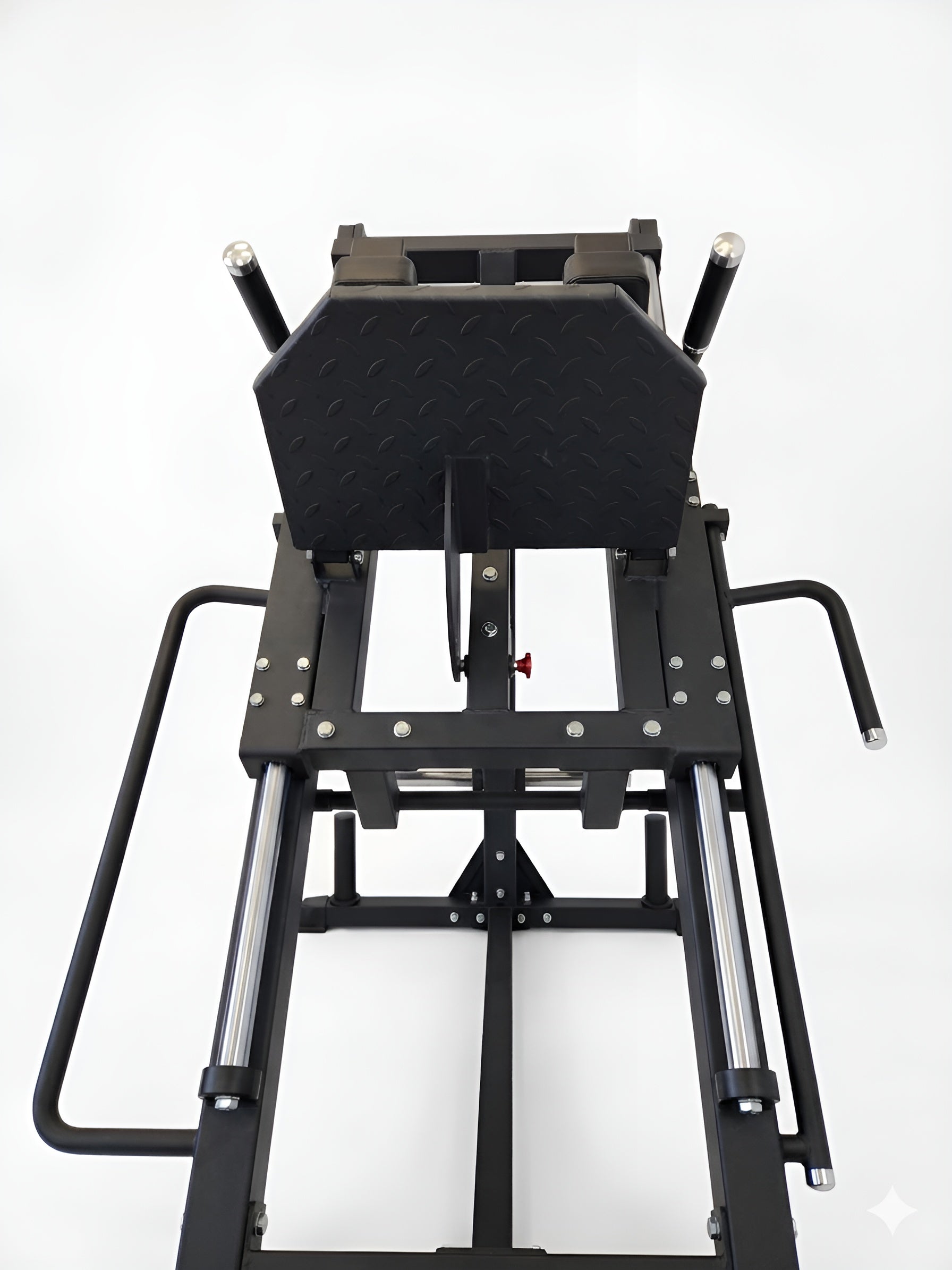 Vue perspective de la machine combinée Leg Press et Hack Squat HALT3R Fitness, finition noire mate.