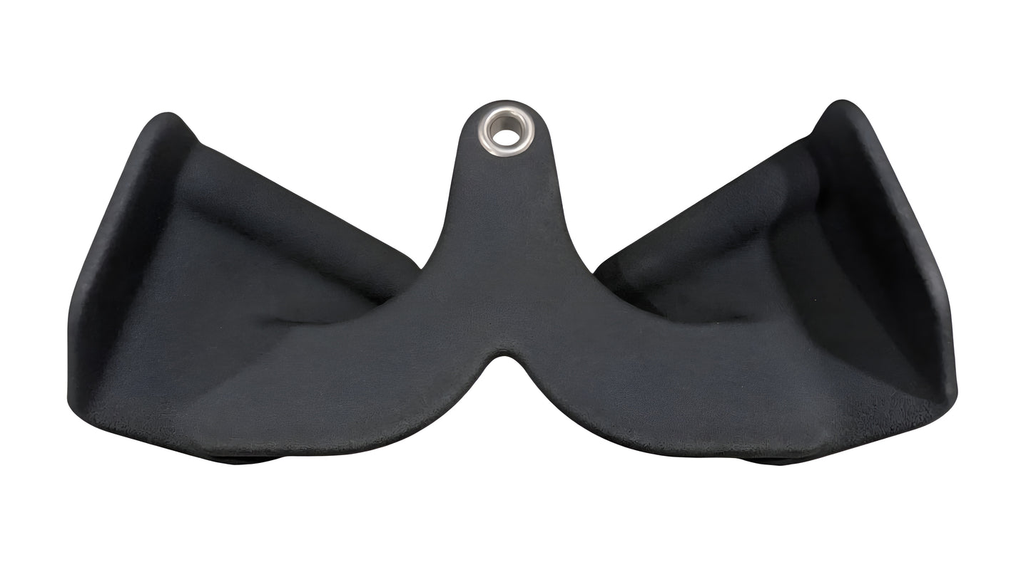 Barre de tirage latérale ergonomique HALT3R Fitness pour musculation, vue de face sur fond blanc, mettant en évidence la prise étroite et le support palmaire texturé.