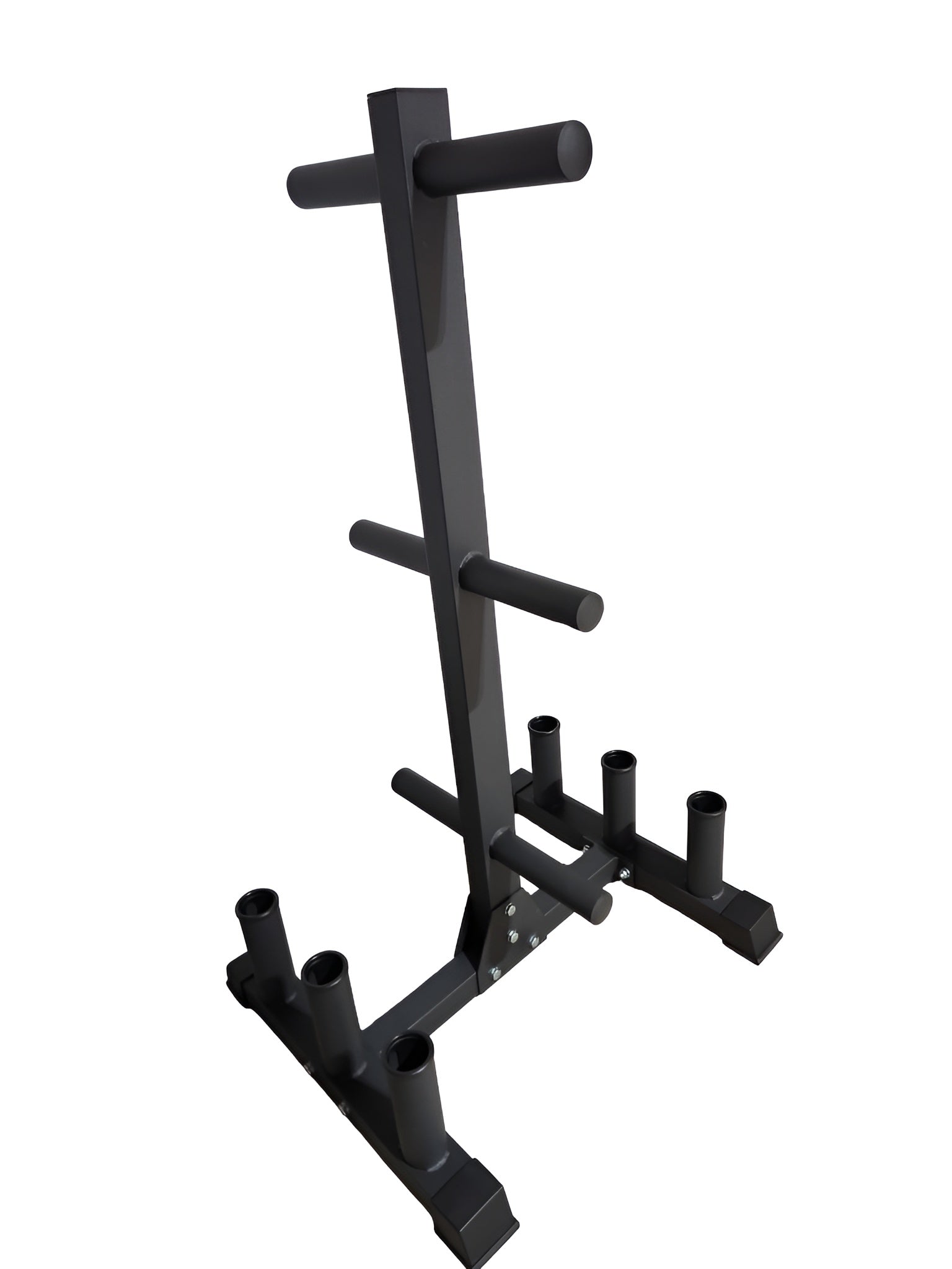 Rack robuste pour plaques olympiques, capacité 800 lbs, compatible bumper plates.