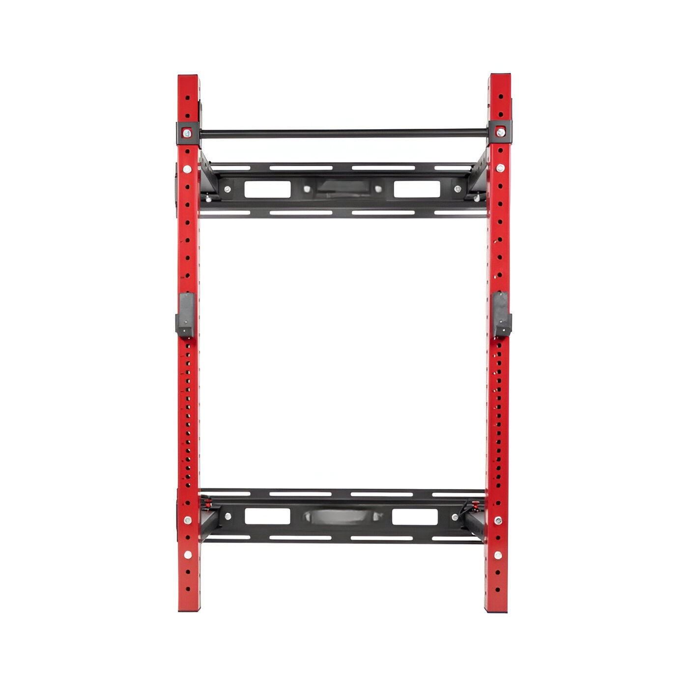 Rack à squat mural en acier de calibre 11, configuration ouverte prête pour un entraînement de force fonctionnel.