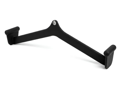 Barre de tirage Lat ergonomique 24 po noire avec poignées neutres et œillet d'attache central pour poulie.