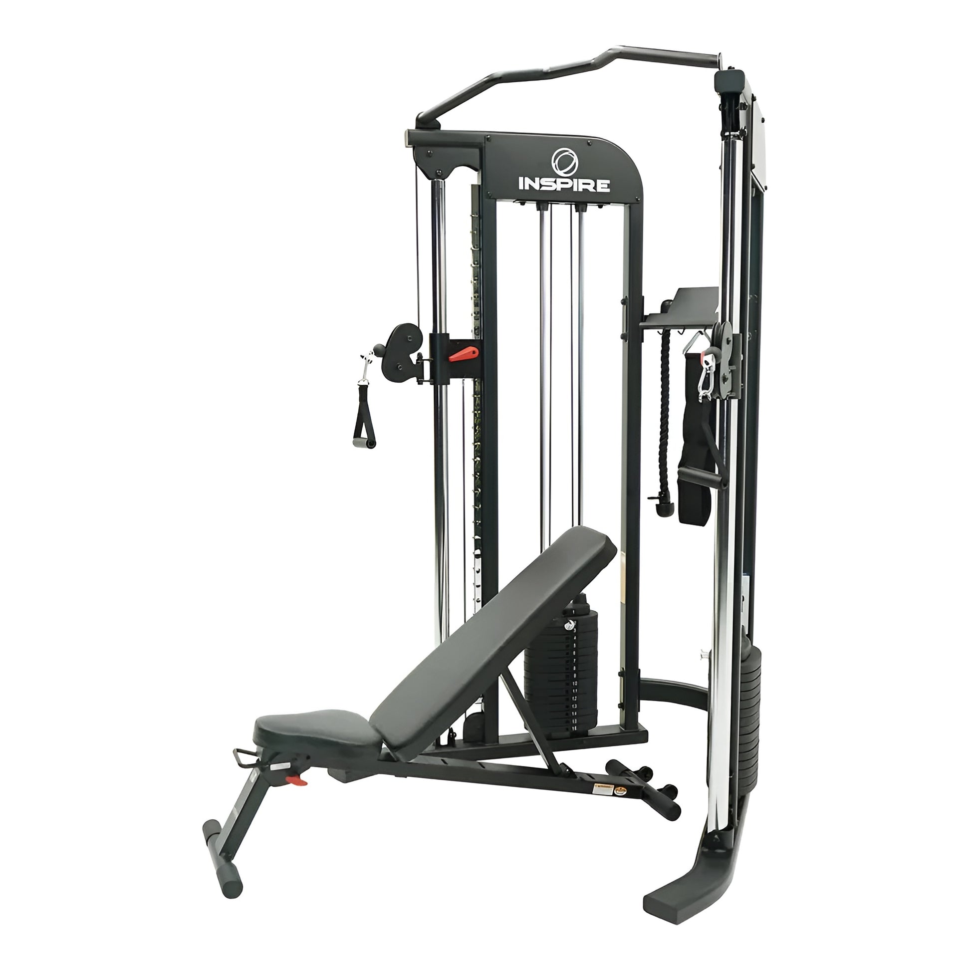 Inspire FTX vue en angle montrant les poulies ajustables et la structure en acier robuste