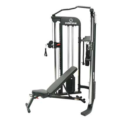 Inspire FTX vue en angle montrant les poulies ajustables et la structure en acier robuste