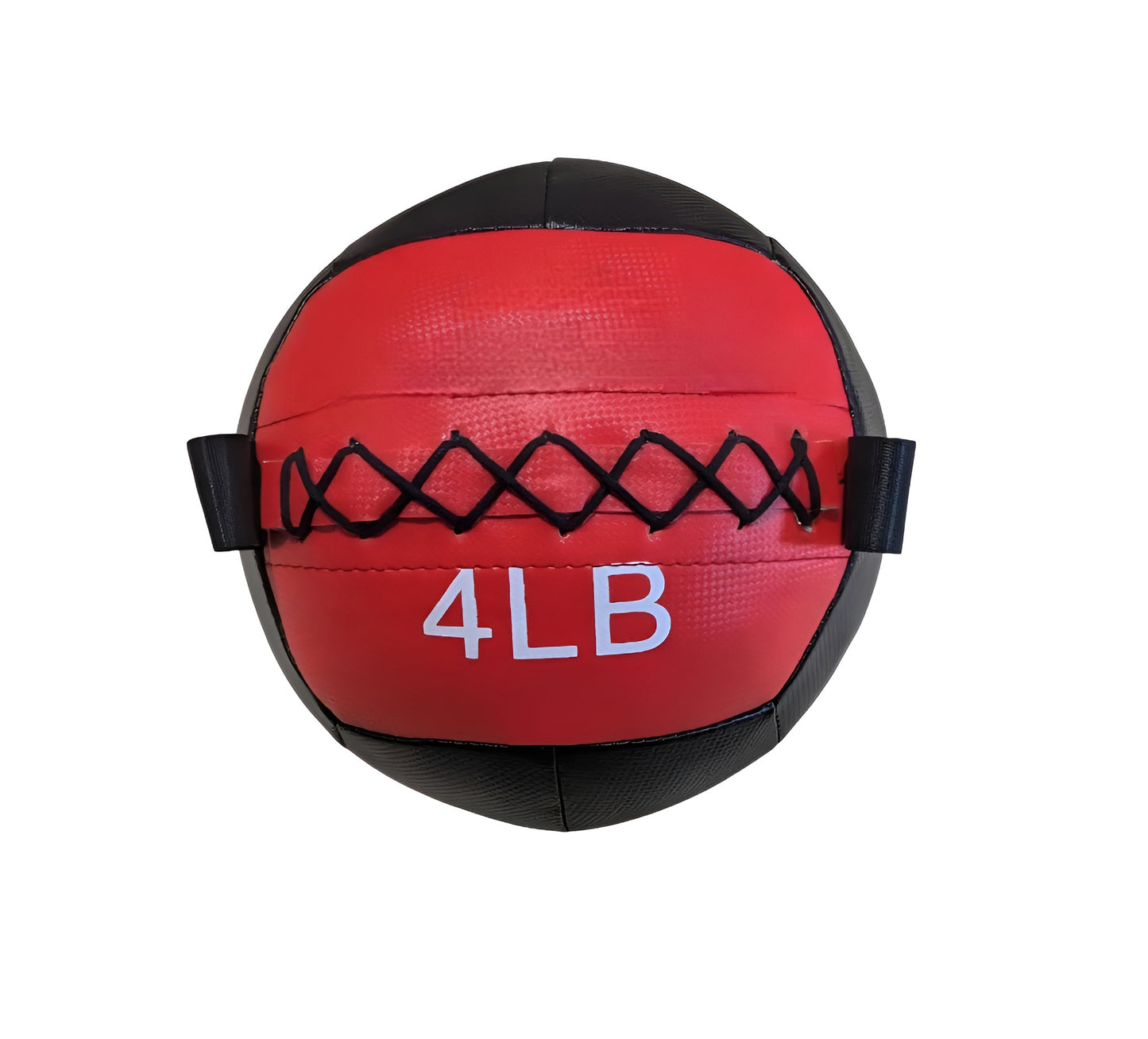 Wall Ball HALT3R de 4 lbs (livres) pour entraînement fonctionnel et CrossFit. Ballon médicinal souple rouge et noir avec coutures renforcées et marquage de poids blanc, idéal pour débutants.